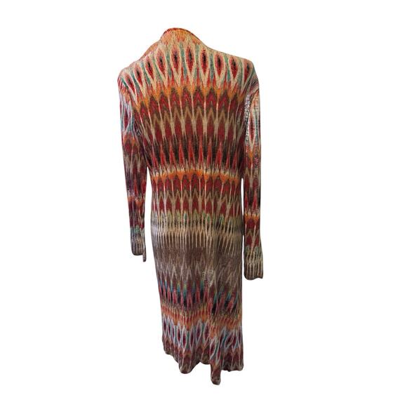 Chicos Jacket Aztec Open Front Long Below Knee 3/4 Sleeves Lightweight - Picture 4 of 5